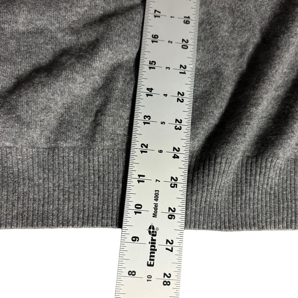 Qi New York men’s XL‎ cashmere 1/4 zip gray with blue stripe sweater - Picture 7 of 9